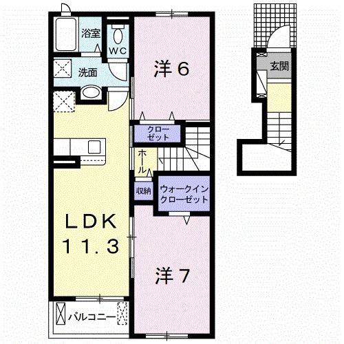 グレイスII(2LDK/2階)の間取り写真