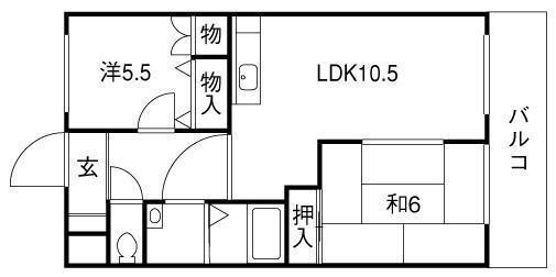 セブンス・ヘブン今(2LDK/2階)の間取り写真