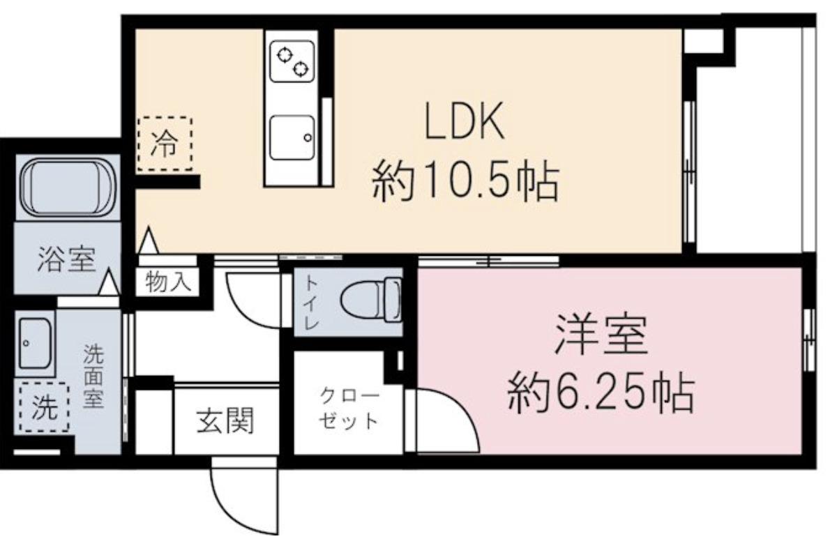 ハニーテラス(1LDK/2階)の間取り写真