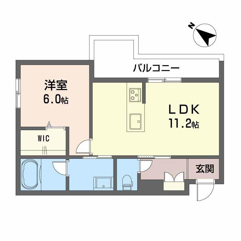 シャーメゾンマーレ竹下(1LDK/1階)の間取り写真
