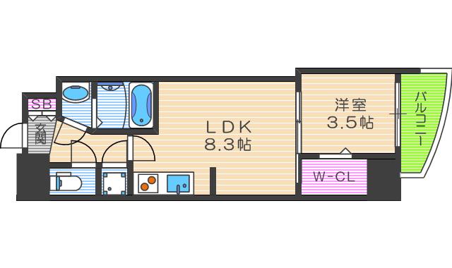 セレニテ梅田ルフレ(1LDK/4階)の間取り写真