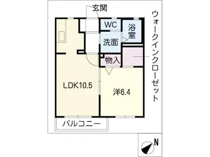 グロスコート新守山(1LDK/2階)の間取り写真