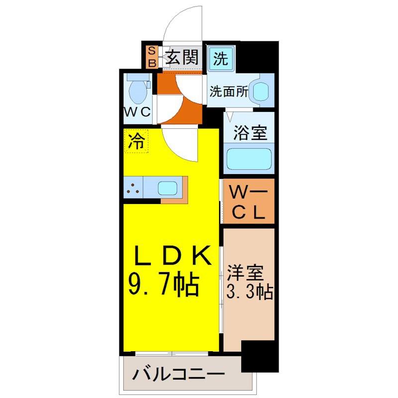 ハーモニーレジデンス名古屋今池(1LDK/3階)の間取り写真