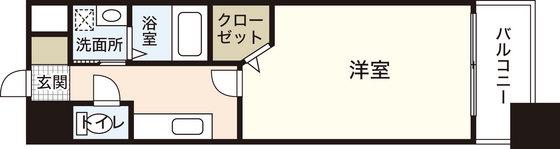 グラビスコート加古町(1K/6階)の間取り写真