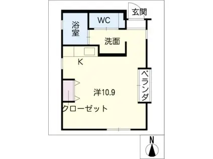 ユーハウス加納南陽町(ワンルーム/3階)の間取り写真