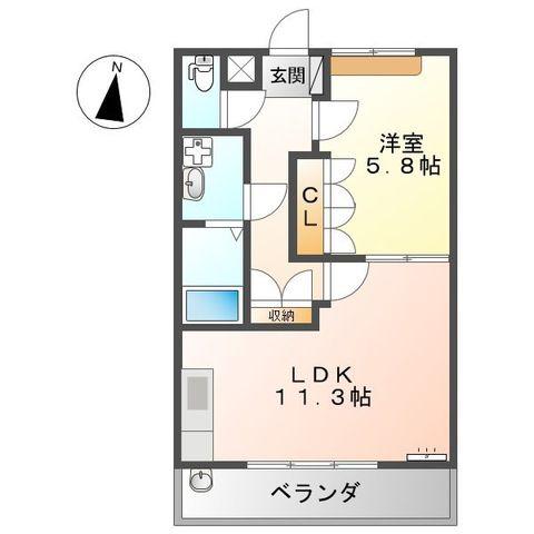 ストリーム湘南台(1LDK/1階)の間取り写真