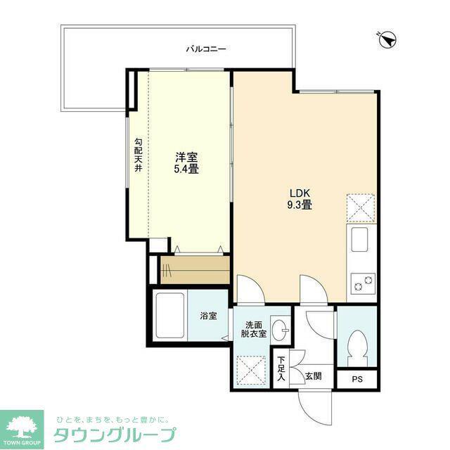 ウェルスクエア下丸子サウス(1LDK/3階)の間取り写真