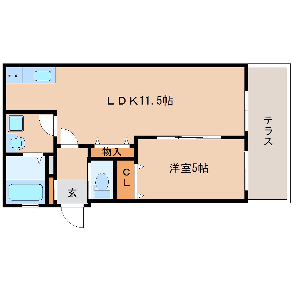 ALEGRIA西九条(1LDK/1階)の間取り写真