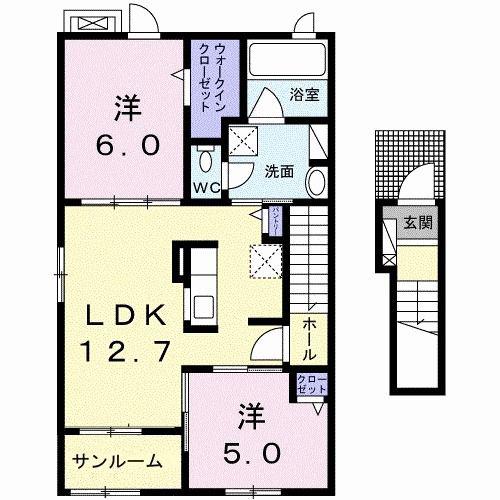 ベル アベニーア II(2LDK/2階)の間取り写真