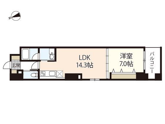 LA DOLCE平和大通(1LDK/2階)の間取り写真