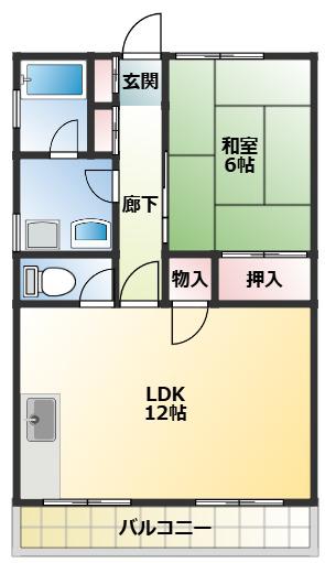 山和ハイツ5(1LDK/1階)の間取り写真