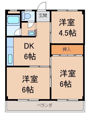 フルハウス(3DK/1階)の間取り写真