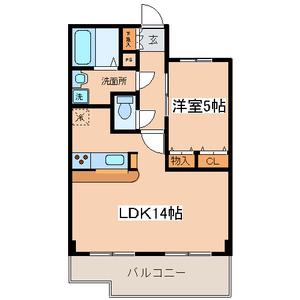 ヴェルコート芦花公園(1LDK/1階)の間取り写真