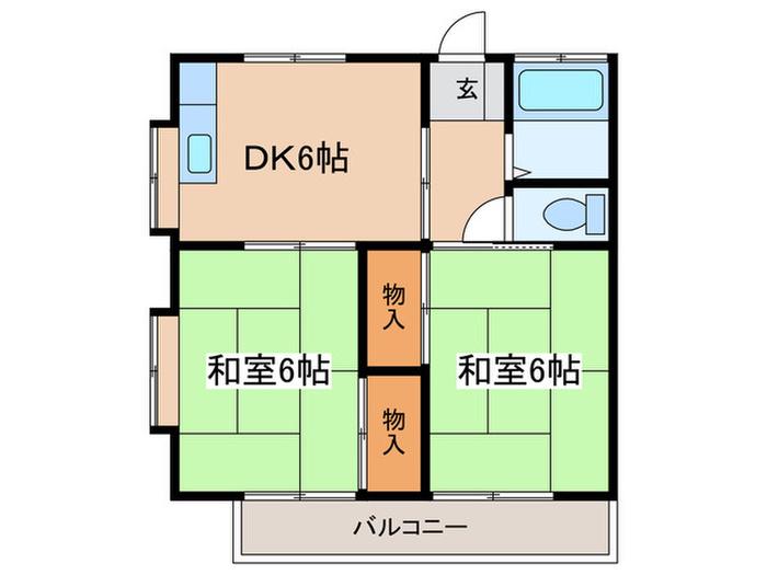 カーサ西湘(2DK/2階)の間取り写真