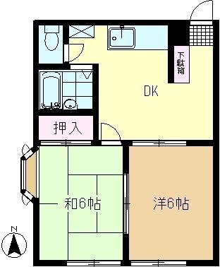 エステートピア佐倉(2DK/1階)の間取り写真