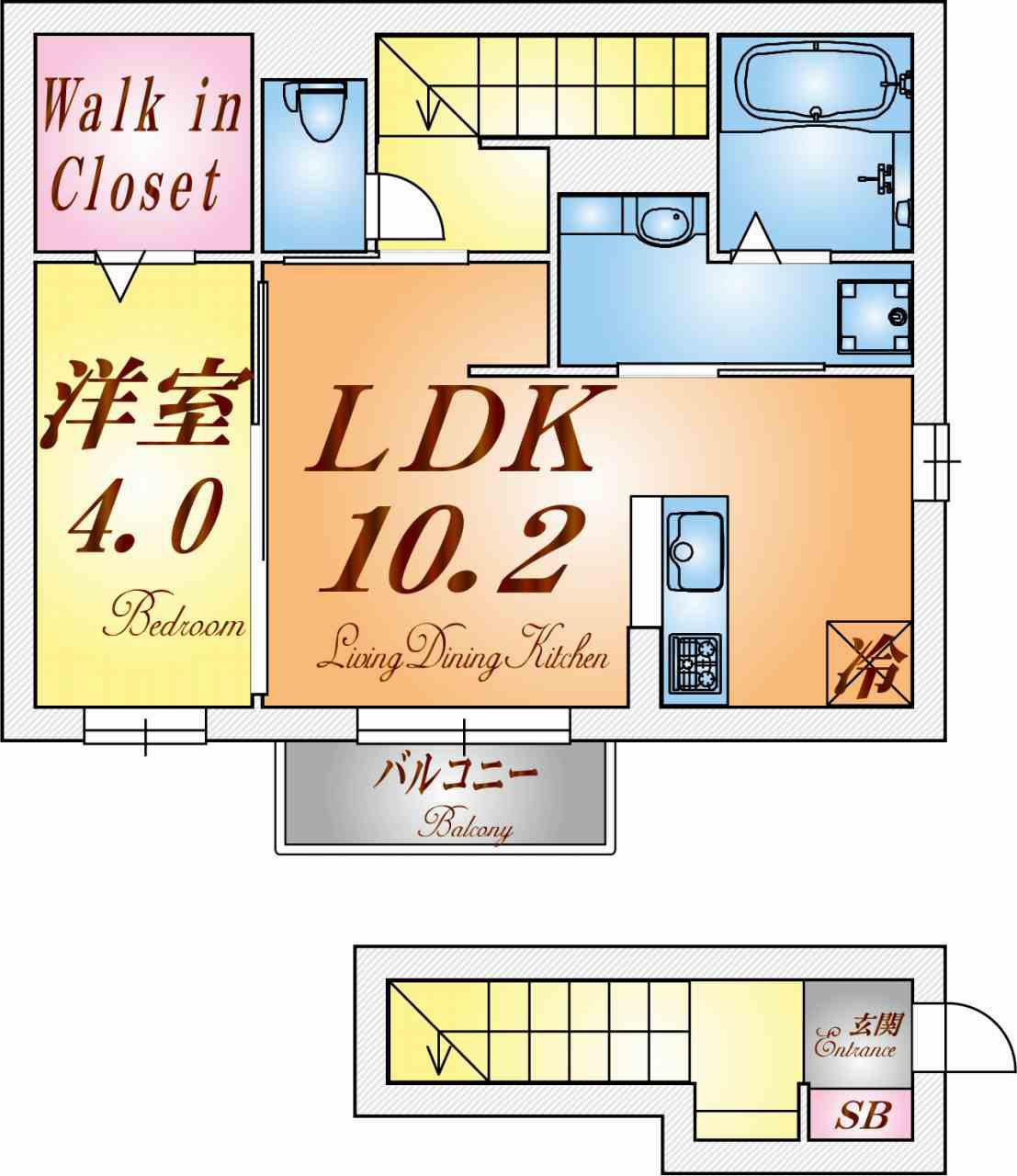 アメーヌ・コート(1LDK/2階)の間取り写真