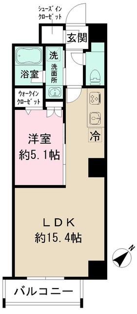 ファインクレスト健和(1LDK/4階)の間取り写真