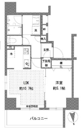 プライマル八王子横山町(1LDK/14階)の間取り写真
