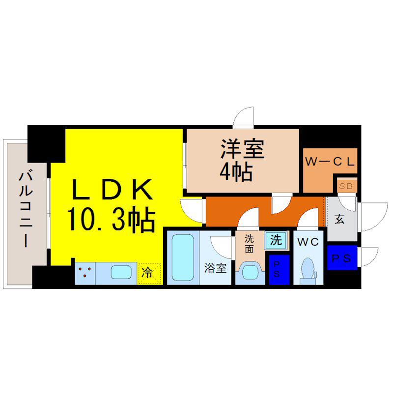 ルノンドームA(1LDK/10階)の間取り写真