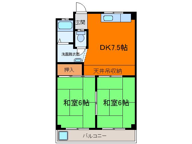 メゾン笹山(2DK/3階)の間取り写真