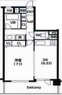 藤和シティホームズ文京音羽(1DK/6階)の間取り写真