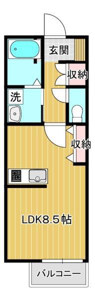 BLOEM玖島(ワンルーム/1階)の間取り写真