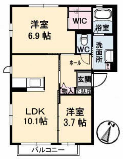 エルヴェ・バール(2LDK/2階)の間取り写真