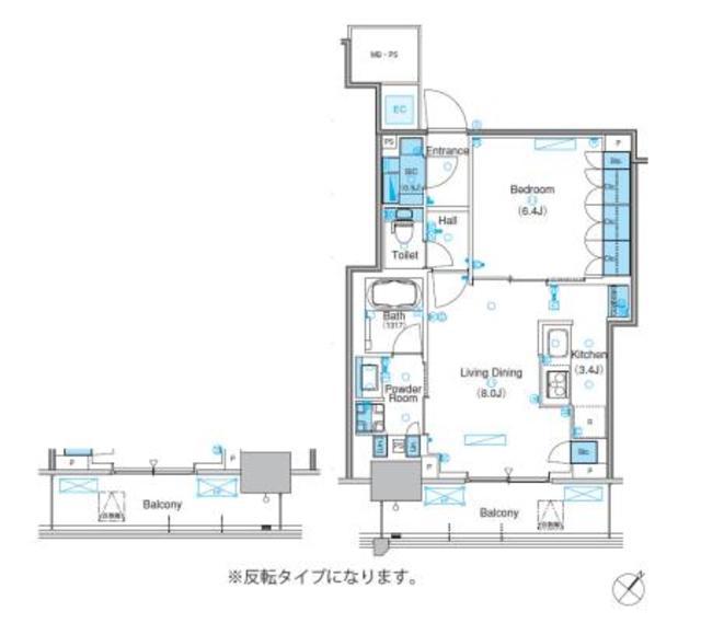パークアクシス豊洲キャナル(1LDK/18階)の間取り写真