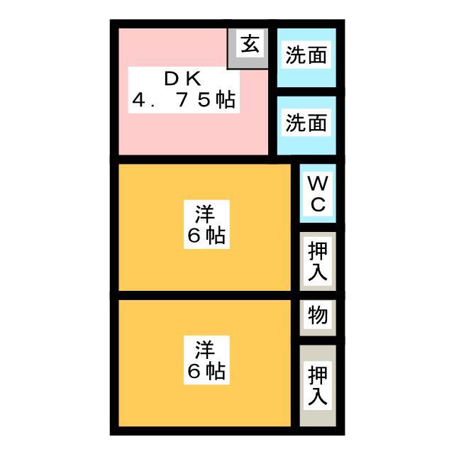 小川マンションA(2DK/1階)の間取り写真