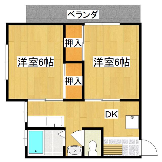 ウインハイツ(2DK/1階)の間取り写真