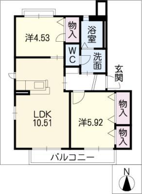 ボナール(2LDK/2階)の間取り写真