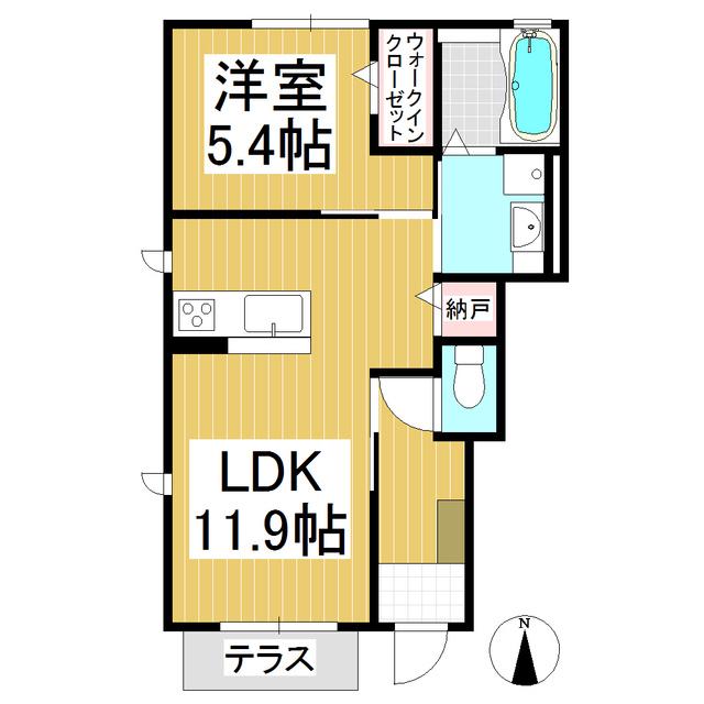 エピ ドール(1LDK/1階)の間取り写真