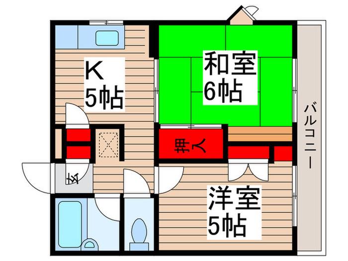 ファミール常盤平(2K/3階)の間取り写真