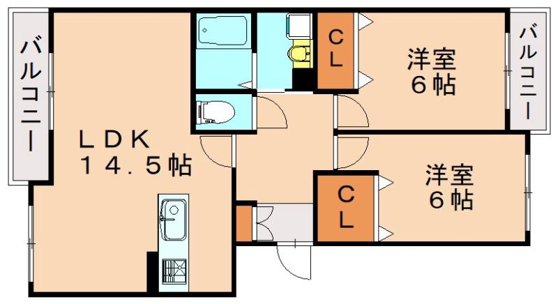 レイクサイドプリンス(2LDK/3階)の間取り写真