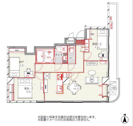 両国プレイス(3LDK/3階)の間取り写真