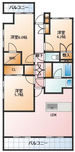 パレ久保田(3LDK/2階)の間取り写真