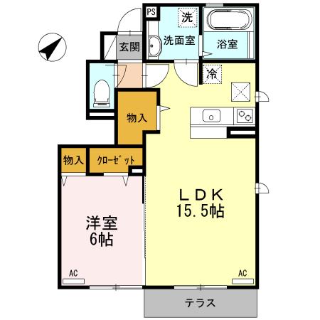 CASA DE KOU カーサデコウ(1LDK/1階)の間取り写真