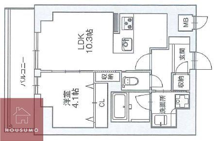 テラスレジデンス新大阪(1LDK/9階)の間取り写真