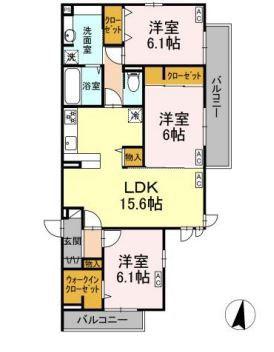サザンショア東海岸(3LDK/2階)の間取り写真