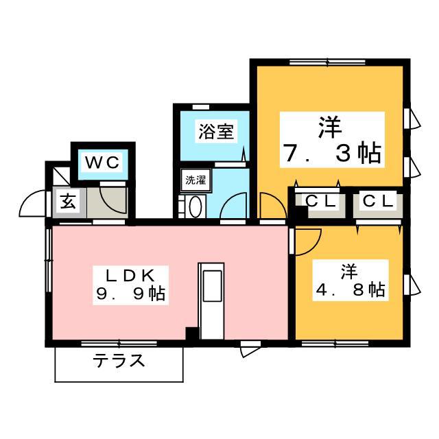 グランドソレイユ(2LDK/1階)の間取り写真