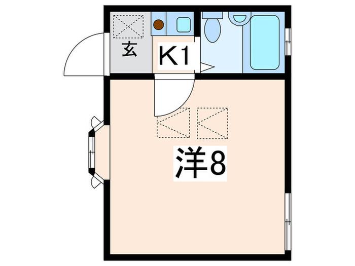 ルームジョイ(1K/1階)の間取り写真