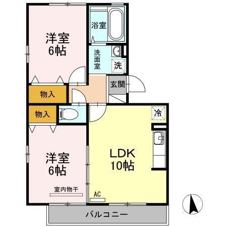 セントラル・メゾンA棟(2LDK/2階)の間取り写真