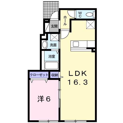 アティード(1LDK/1階)の間取り写真