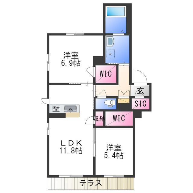 ベレオ小野町(2LDK/3階)の間取り写真