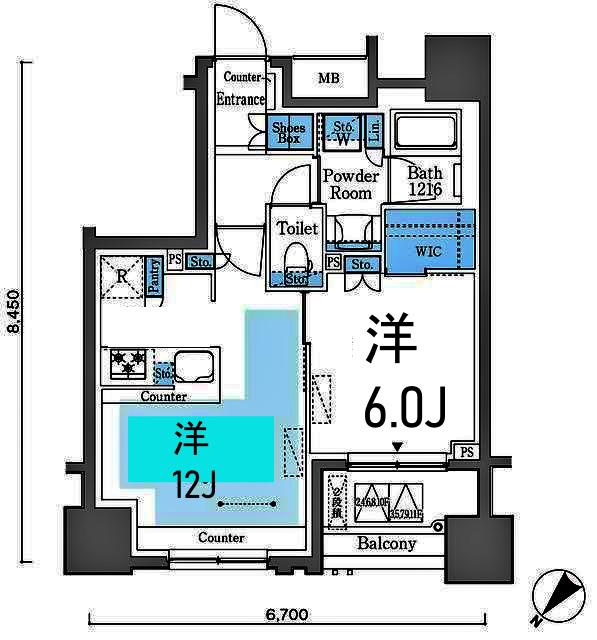 GRAN PASEO横濱関内PREMIUM(1LDK/10階)の間取り写真