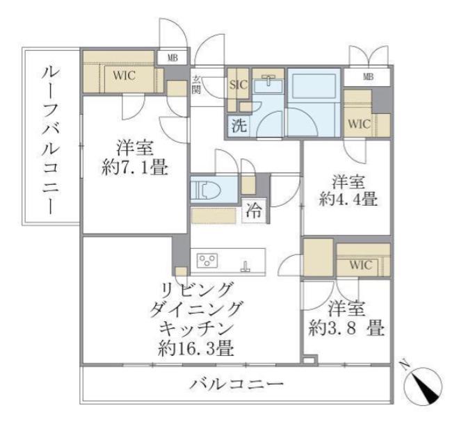 東山2丁目M(3LDK/3階)の間取り写真