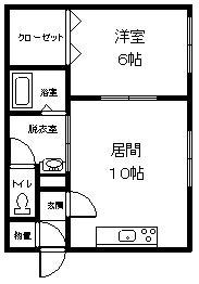 ＪＲ石北本線 南永山駅 徒歩21分 2階建 築47年(1LDK/1階)の間取り写真