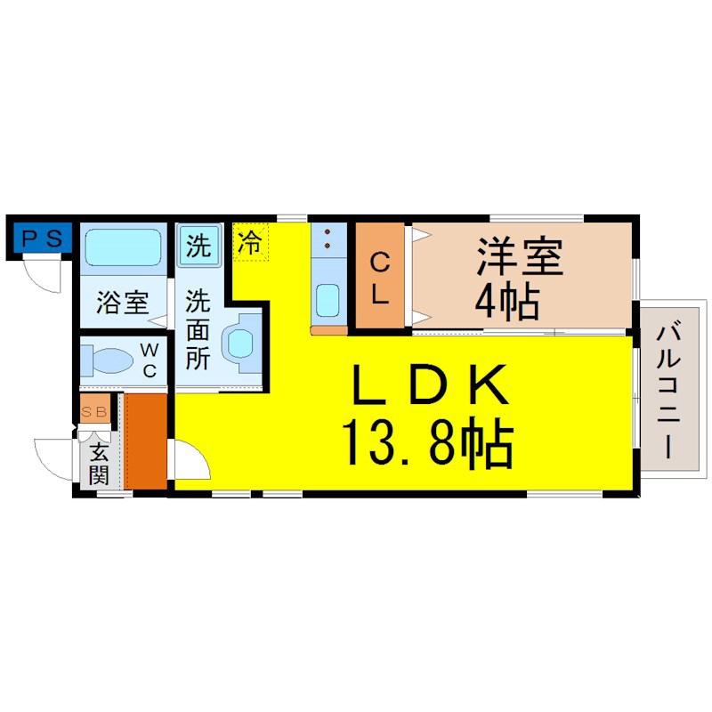 グランレーヴ吹上(1LDK/1階)の間取り写真