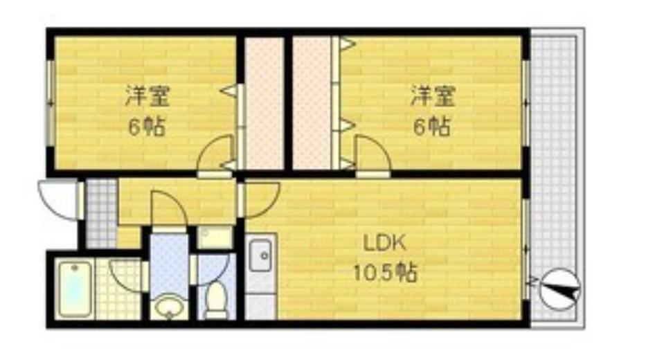 コーポ上町B(2LDK/2階)の間取り写真
