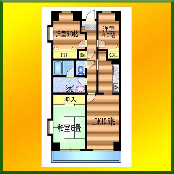 ウエルカーサ花小金井(2SLDK/2階)の間取り写真